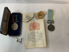 MILITARIA CRIMEA MEDAL AND RIBBON ( A LEWIS 17TH LANCERS ) SEBASTOPOL WITH A CIVIL DEFENCE MEDAL AND