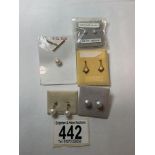 PAIR OF 18CT GOLD AND CULTURED PEARL EAR STUDS, 2 PAIRS OF 9CT CULTURED DROP PEARL SET EARRINGS, AND