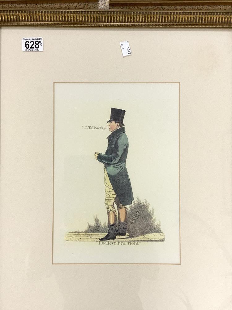 THREE COLOURED PRINTS OF GENTLEMEN WITH TOP HATS DRAWN AND ETCHED. PUBLISHED BY RICHARD DIGHTON - Image 2 of 5