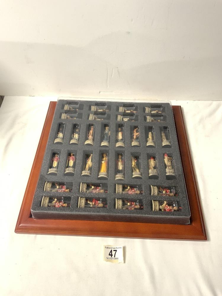 MILITARY FIGURE CHESS PIECES AND BOARD.