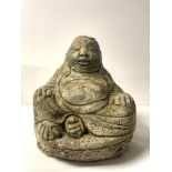 VINTAGE SEATED BUDDHA MADE FROM RECONSTITUTED CONCRETE 28CM