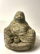 VINTAGE SEATED BUDDHA MADE FROM RECONSTITUTED CONCRETE 28CM