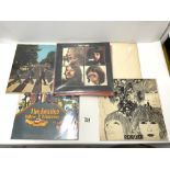 EIGHT BEATLES ALBUMS - INCLUDES WHITE ALBUM, SGT PEPPER, ABBEY ROAD AND 5 OTHERS.