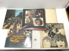 EIGHT BEATLES ALBUMS - INCLUDES WHITE ALBUM, SGT PEPPER, ABBEY ROAD AND 5 OTHERS.