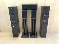 PAIR OF GALE 30 SERIES 3040 SPEAKERS, ANOTHER PAIR ON STANDS 3010S, AND A SINGLE CENTRE 10.