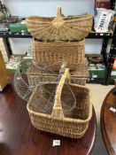 MIXED WICKER AND WIRE BASKETS