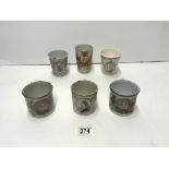 THREE VICTORIAN ENAMEL DIAMOND JUBILEE COMMEMORATIVE MUGS, AND 3 SIMILAR BEAKERS.