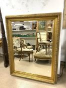 LARGE WOODEN HEAVY GILT FRAME BEVELLED GLASS WALL MIRROR 147 X 116 CM