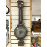 LARGE BANJO BAROMETER/THERMOMETER DECORATED WITH MOTHER OF PEARL A/F 106 CM