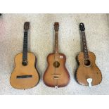 A KENT PALENCIA ACOUSTIC GUITAR, MODEL No 60/E, AND TWO OTHER ACOUSTIC GUITARS.