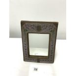 A VINTAGE 1950s BEADWORK EASEL DRESSING TABLE MIRROR, 24X32 CMS.