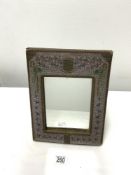 A VINTAGE 1950s BEADWORK EASEL DRESSING TABLE MIRROR, 24X32 CMS.
