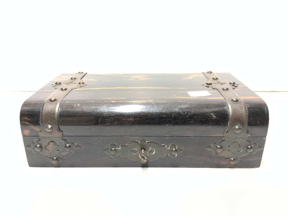 VICTORIAN COROMANDLE WOOD BRASS MOUNTED DOME TOP BOX, 28 CMS. - Image 2 of 4