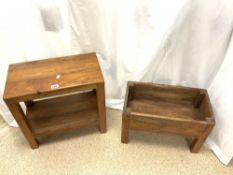 RECTANGULAR WALNUT TWO TIER TABLE, 55X30X54 CMS,AND A MATCHING PLANTER.