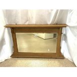 LIGHT OAK OVERMANTLE BEVELLED EDGED MIRROR 93 X 63 CM