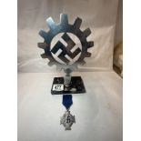 GERMAN THIRD REICH FAITHFUL SERVICE MEDAL WITH A GERMAN FLAG POLE TOP