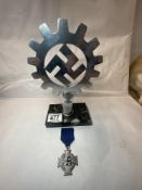 GERMAN THIRD REICH FAITHFUL SERVICE MEDAL WITH A GERMAN FLAG POLE TOP
