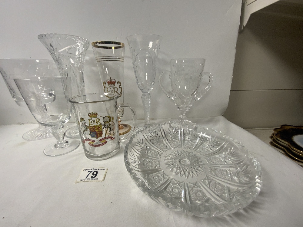 COMMEMORATIVE GLASSWARE VARIOUS, HEAVY CUT GLASS DISH ETC. - Image 2 of 4