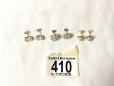 THREE PAIRS OF 9CT PEARL EARRINGS.