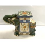 A 20 CENTURY CERAMIC ELEPHANT STOOL, 43 CMS.