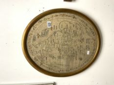 1791 SAMPLER FROM SARAH GRAYLING AGED 11 OF GREAT BRITIAN FRAMED AND GLAZED 55 X 47 CM