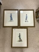 THREE COLOURED PRINTS OF GENTLEMEN WITH TOP HATS DRAWN AND ETCHED. PUBLISHED BY RICHARD DIGHTON