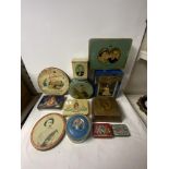 VINTAGE ROYAL COMMEMORATIVE BISCUIT AND TOFFEE TINS, VARIOUS.