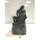 DYSON SMITH SIGNED CAST OF A COUPLE EMBRACED TO KISS DATED 1928 41.5 CM
