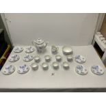 COALPORT PORCELAIN DIVINITY BLUE PATTERN COFFEE SET.