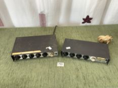 VINTAGE SHURE STEREO MIXER, MODEL M668E AND A SHURE AUDIO MASTER, MODEL M63-2E.