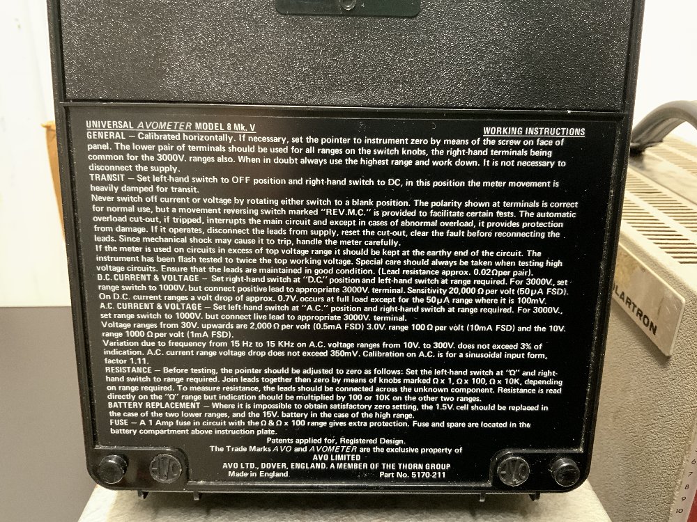 LEVELL TRANSISTOR A.C. MICROVOLTMETER TYPE TM3A, AND AVOMETER 8, AND A SOLARTRON DUAL PSU AS 1416. - Image 7 of 8