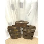 SEVEN MILITARY MACHINE GUN AMMUNITION WOODEN BOXES