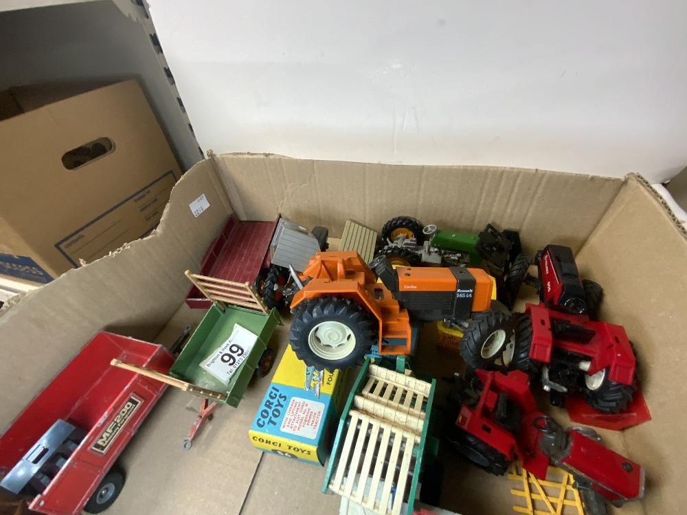 TWO BRITAINS TRACTORS AND TRAILORS, OTHER FARMING PIECES AND CORGI FOUR FURROW PLOUGH, AND TRAILER. - Image 3 of 3