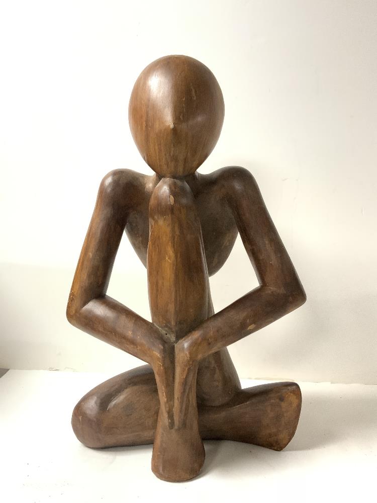 HENRY MOORE STYLE- TWO CARVED WOODEN PIECES LARGEST 43CM - Image 2 of 5