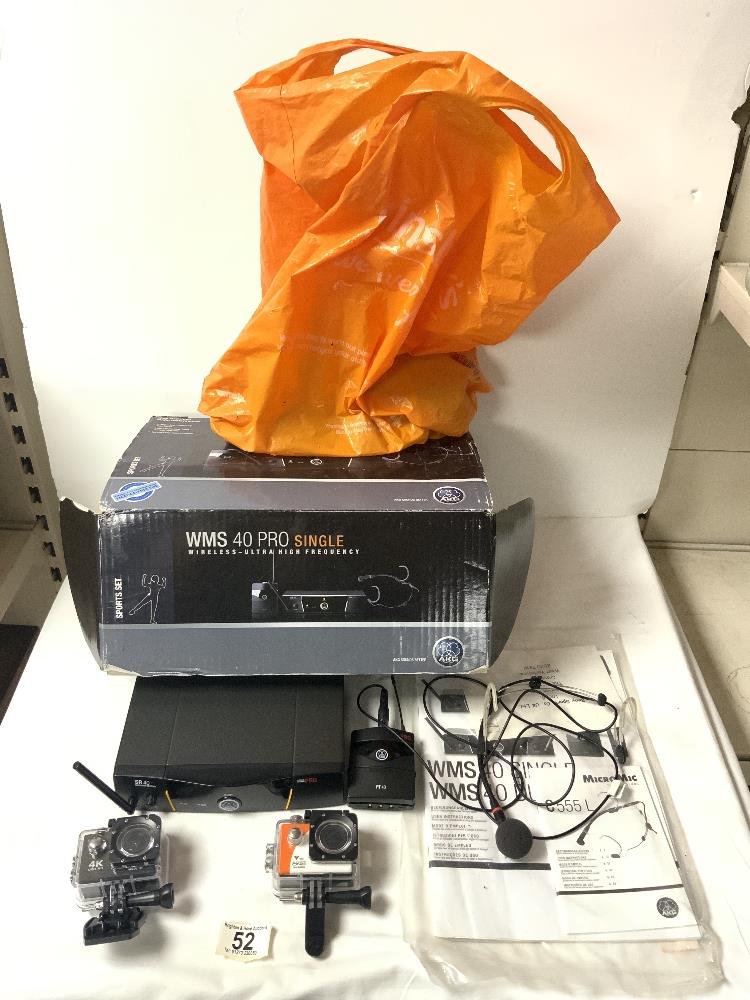 A WMS 40 PRO SINGLE - WIRELESS - ULTRA HIGH FREQUENCY SET BOXED, AND OTHER ITEMS.