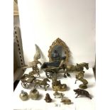 MIXED BRASS ITEMS- MIRROR, CART HORSE, EAGLE AND MORE