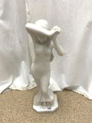 PARIAN WARE FIGURE OF A SEMI CLAD GIRL, 60 CMS.
