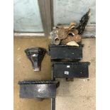 MIXED METAL ITEMS INCLUDES VICTORIAN HOPPERS,VICTORIAN BATH FEET AND MORE