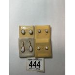 FOUR PAIRS OF 9CT GOLD OPAL SET EARRINGS.