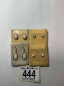 FOUR PAIRS OF 9CT GOLD OPAL SET EARRINGS.
