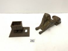 GERMAN IRON MODEL OF RAIL TENDER, AND IRON MODEL OF SPHINX.