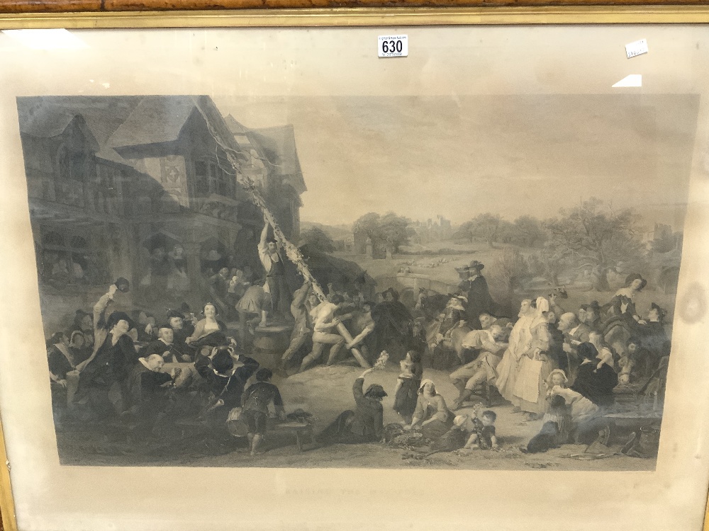 LARGE ENGRAVING TITLED RAISING THE MAY-POLE BY C.W.SHARPE. FRAMED AND GLAZED IN A WALNUT FRAME 123 X - Image 4 of 8