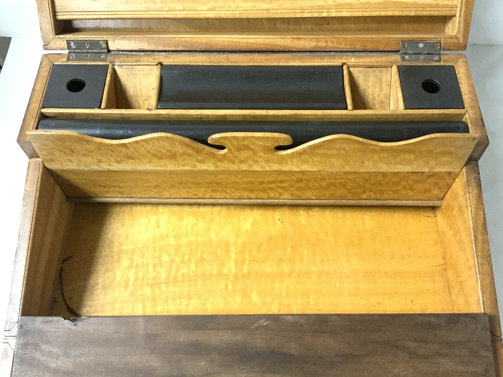 VICTORIAN SATINWOOD FOLDING WRITING BOX, WITH EBONY FITTINGS AND SECRET DRAWERS!. - Image 4 of 8