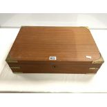 MAHOGANY BRASS BOUND COLLECTORS CABINET FOR COINS 55 X 36 X 14 CM