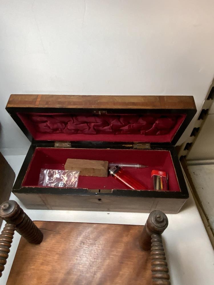 THE LANDSEER MAHOGANY WATERCOLOUR ARTISTS BOX, SET DRAWING INSTRUMENTS IN BOX, TREEN BOOK STAND, - Image 5 of 6
