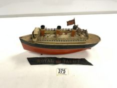 VINTAGE TIN PLATE MODEL OF OCEAN LINER " LEVIATHAN " 33CMS. A/F