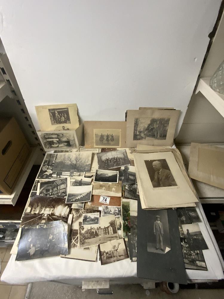 A COLLECTION OF OLD PHOTOGRAPHS - INCLUDES MILITARY LIFE, POSTCARD, AND OTHERS, AND A KING GEORGE VI