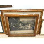 LARGE ENGRAVING TITLED RAISING THE MAY-POLE BY C.W.SHARPE. FRAMED AND GLAZED IN A WALNUT FRAME 123 X