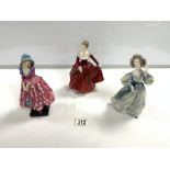 THREE ROYAL DOULTON FIGURINES ( PRISCILLA ) HN1340 A/F, (FRAGRANCE ) HN3311 AND ( GRAND MARNIER )