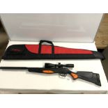 STOEGER RX20 AIR RIFLE WITH STOEGER 3 - 9X40 AO GUN SIGHT, HARDLY USED AND WITH NEW CASE.